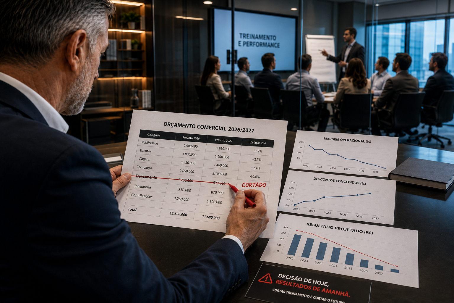 Corte de treinamento: o erro que destrói a margem em 2026