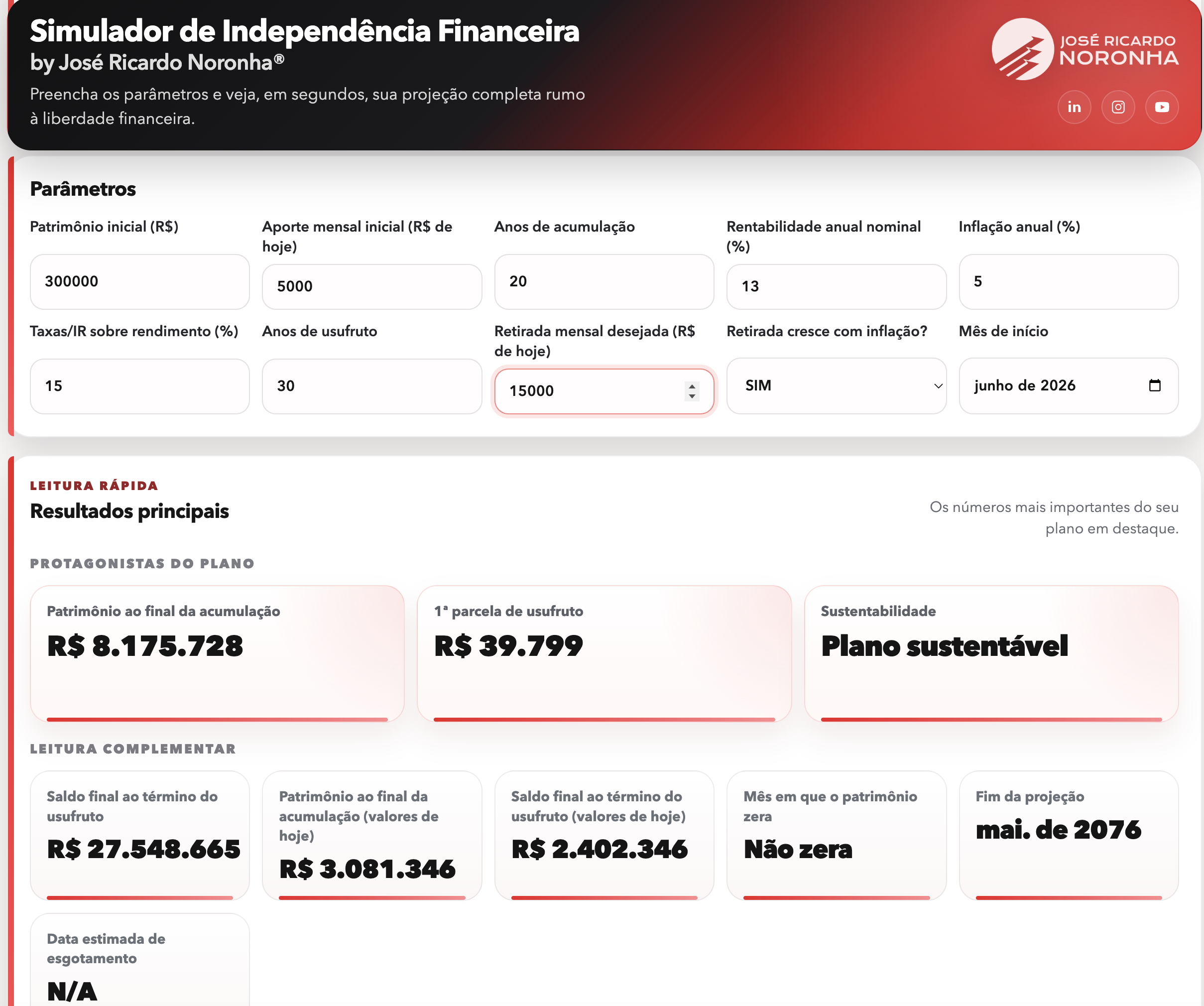 Simulador de Independência Financeira — vendedormilionario.com.br